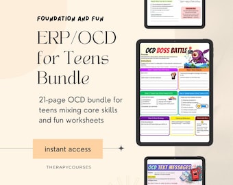 ERP Worksheets for Teens: Fun/Engaging OCD Tools, Adolescent Therapy, Groups and 1 to 1, Psychology, Counselling Resources