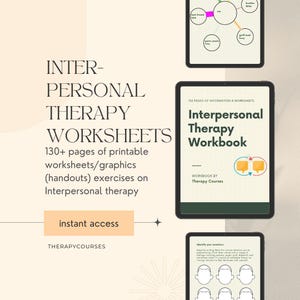 Interpersonal Therapy Worksheets Techniques - IPT worksheets, Greif Worksheets, Depression, Psychology Tools, Counselling Resources