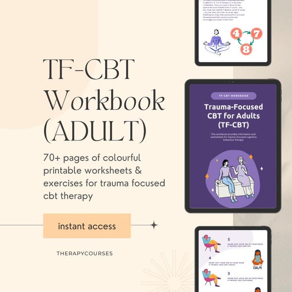 TF-CBT Workbook for Adults: Trauma & PTSD Worksheets, Therapy Tools, Resources, Counselling Psychology Handouts Exercises