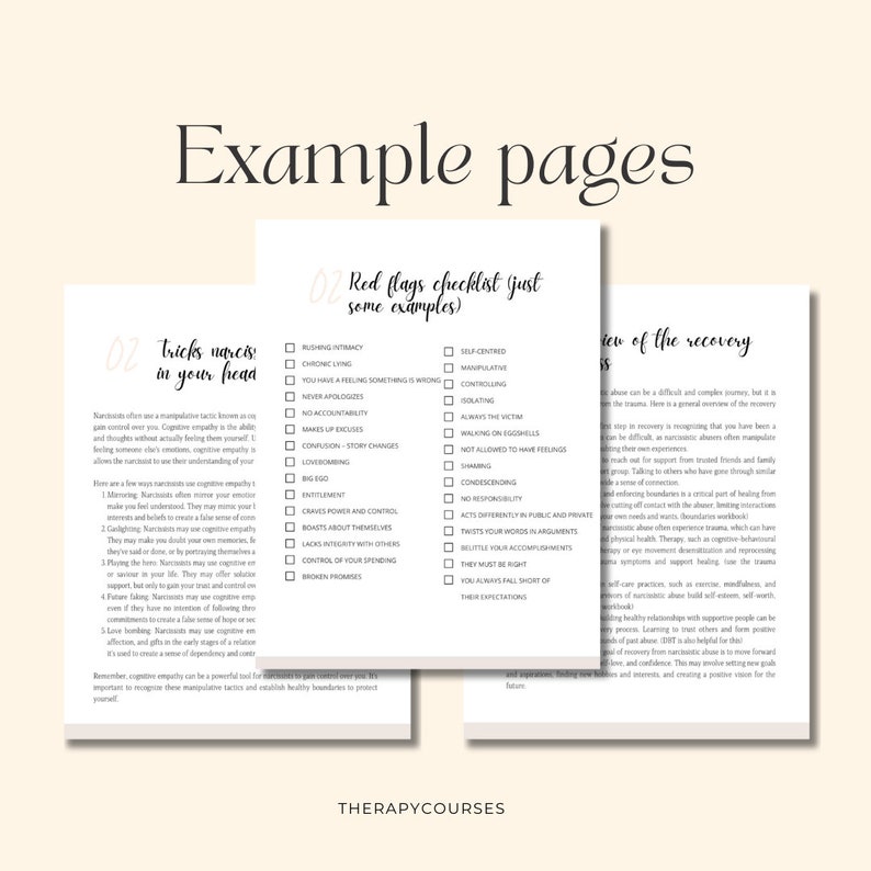 Narcissistic Abuse Recovery Worksheets - Gaslighting Worksheets, Trauma ...