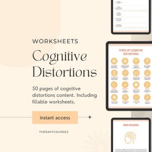 Cognitive Distortions Worksheets: CBT Tools, Handouts, Posters, Therapist Resources Teens & Adults, Counselling Resources, Groups