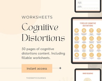 Cognitive Distortions Worksheets: CBT Tools, Handouts, Posters, Therapist Resources Teens & Adults, Counselling Resources, Groups
