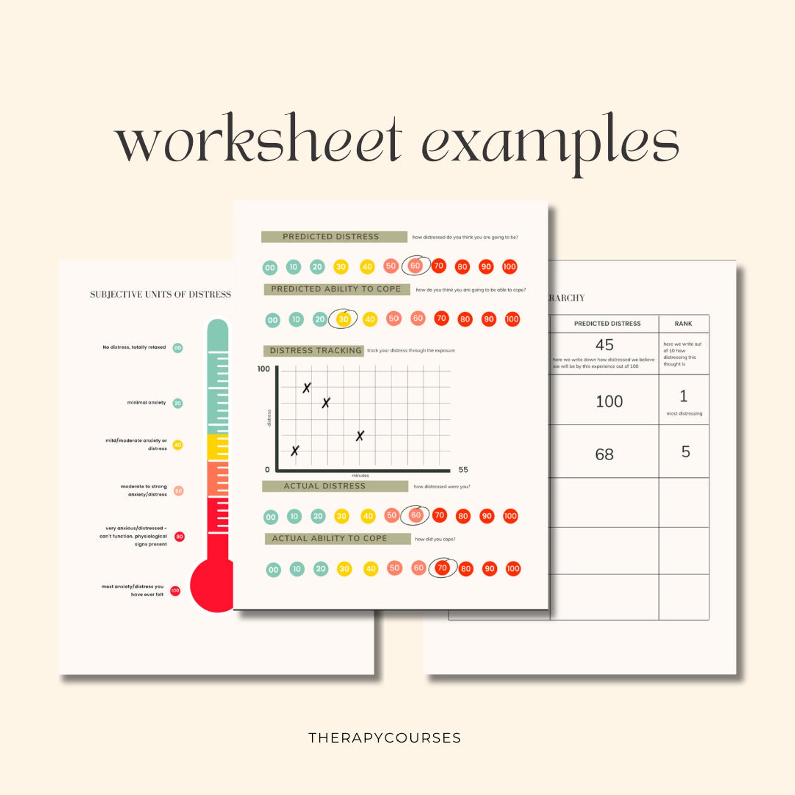Hierarchy Worksheet.pdf Exposure Hierarchy Worksheets: Anxiety, Trauma, PTSD & OCD Therapy ...