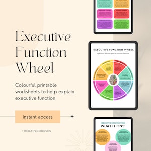 Executive Function Wheel - Executive Functioning Worksheets Kids Adults pdf, ADHD, Neurodivergent, Problem Solving, Therapy Handouts
