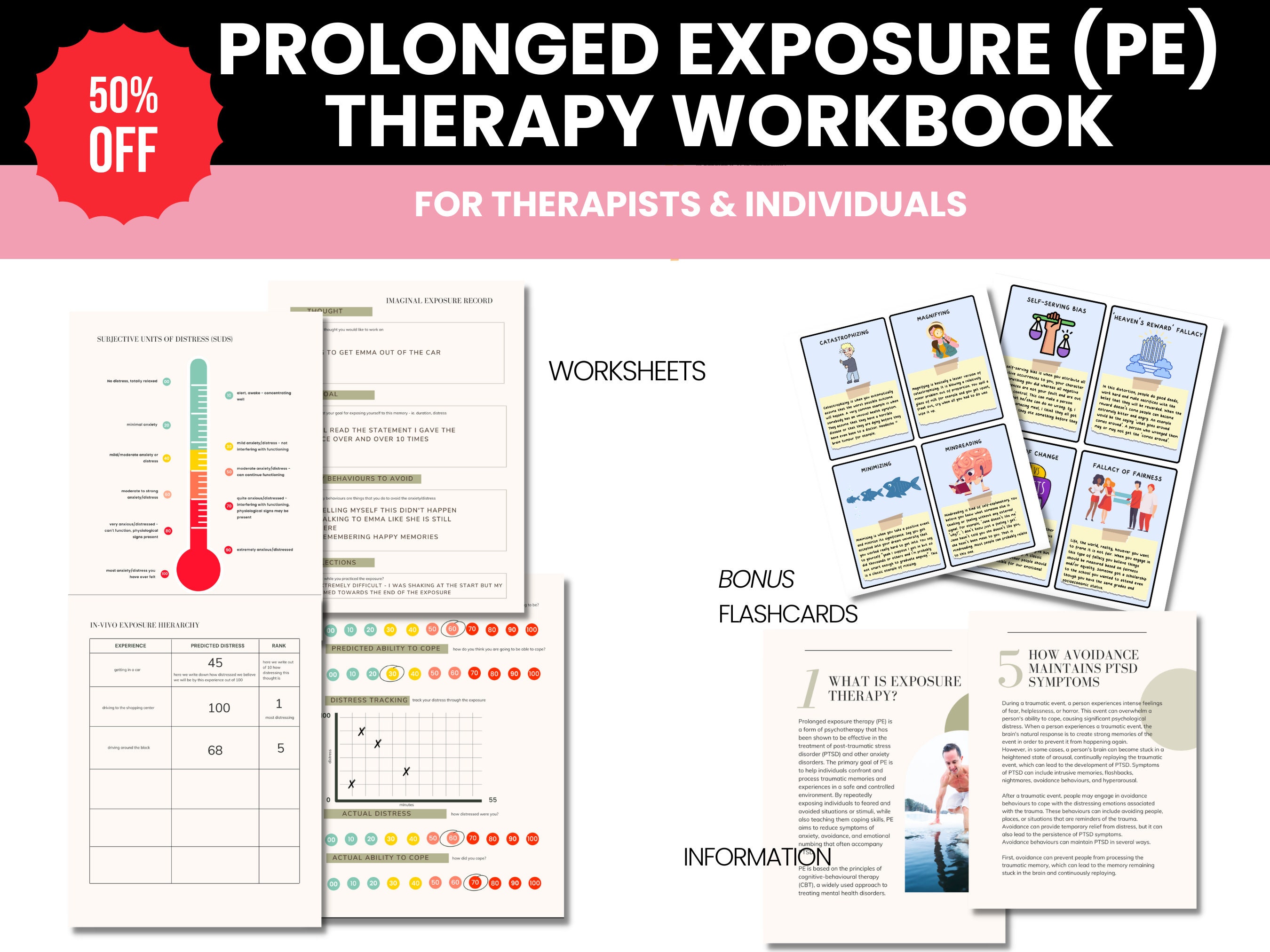 Exposure Therapy Worksheets PDF C-PTSD Anxiety Prolonged Exposure PE