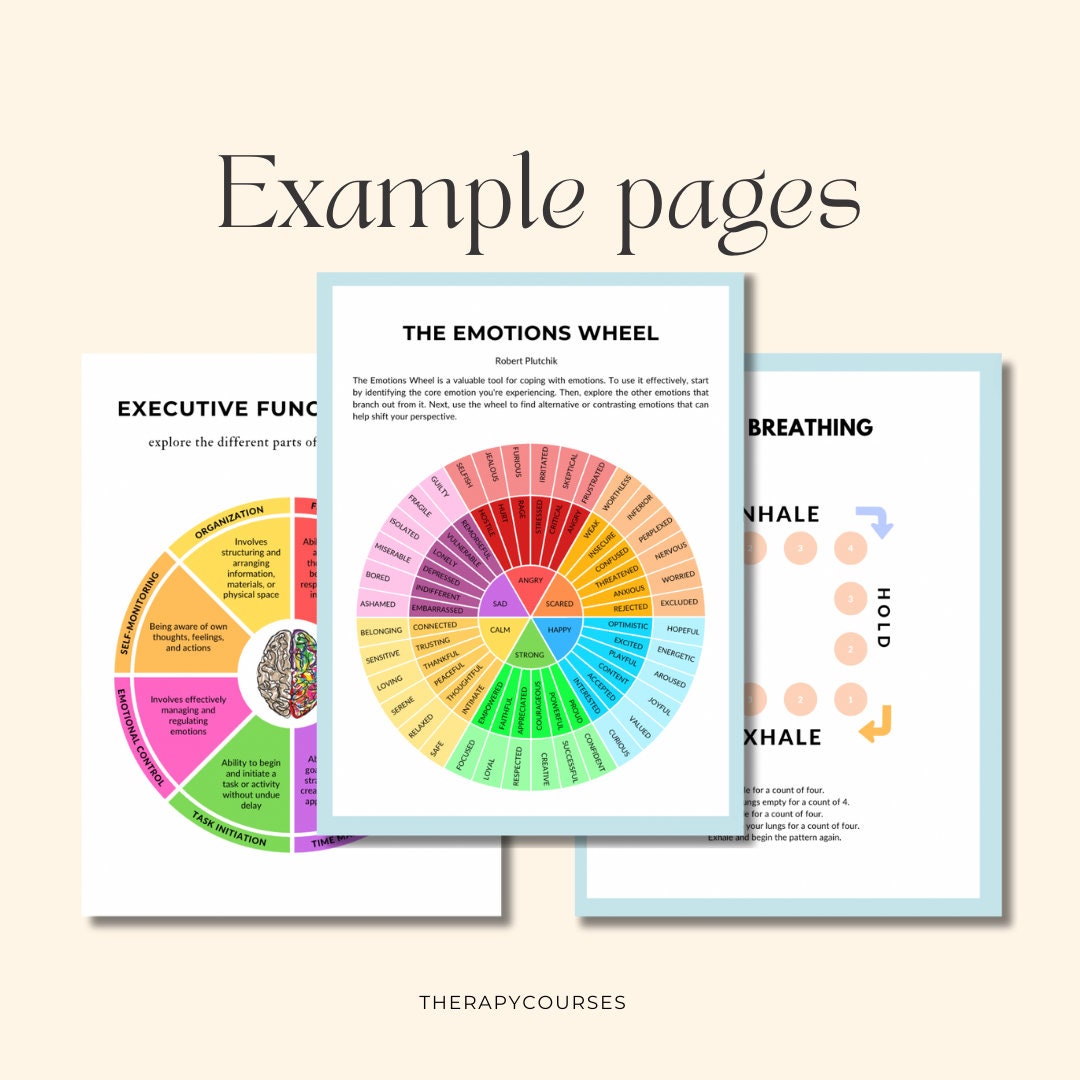 ADHD Executive Function Worksheets: Adult Organization Skills, Therapy ...