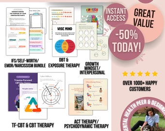 2000+ Therapy Worksheets Bundle, Mental Health Workbook, Therapy Resources, Therapy Tools, Coping Skills, CBT Worksheets, DBT Worksheets,