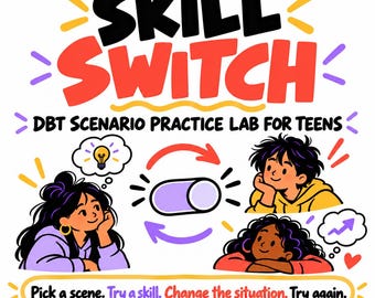 DBT Therapy Game for Teens: Skills Switch, DBT Skills Cards, Role Play, DBT Coping Skills Therapist Resource, Teen Mental Health, Psychology