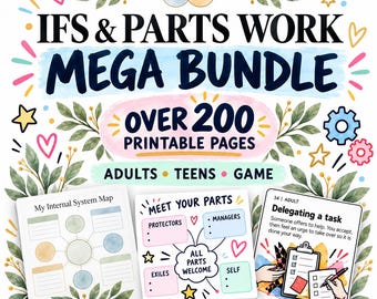 IFS Bundle Therapy Tools: 200+ Internal Family Systems Worksheet Activities, Parts Work, Parts Cards, Trauma Informed, Adult + Teen Resource