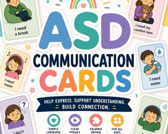 142 Communication Cards for Autism, ASD, Nonverbal Visual Aids (Digital Download)