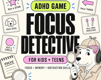 Children Teenager ADHD Focus Game: ADHD Worksheets, Focusing Skills Stratergies, Executive Function (Printables PDF)