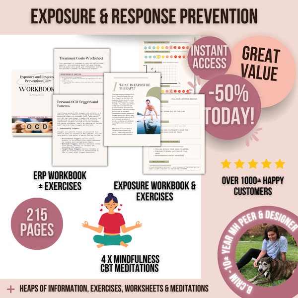 Exposure & Response Prevention ERP Worksheets - Anxiety Workbook, OCD Worksheets, Exposure Therapy, Therapist Worksheets, Therapy Worksheets