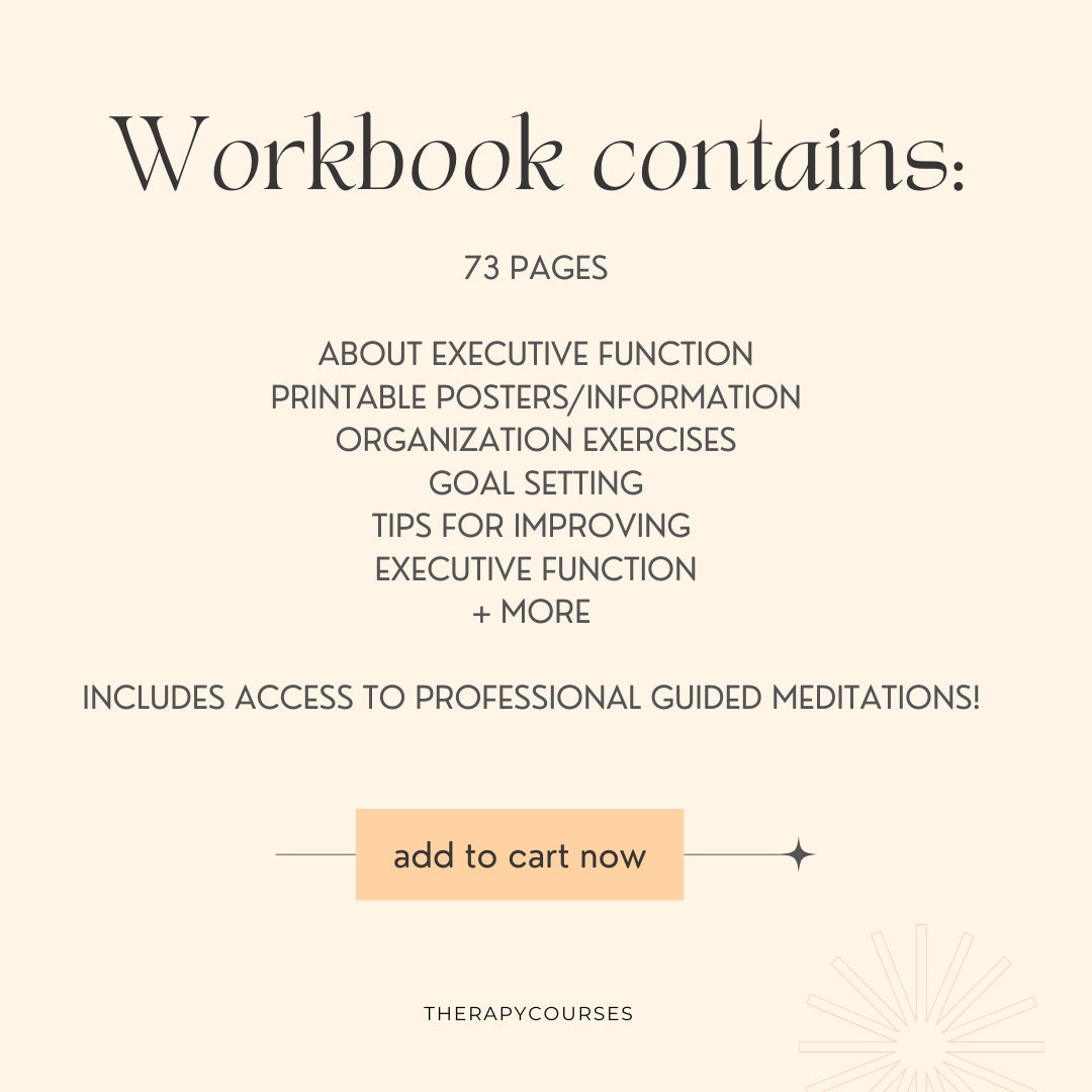 ADHD Executive Function Worksheets: Adult Organization Skills, Therapy ...