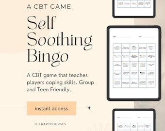 CBT Bingo Therapy Game: Soothing & Coping Skills Game Groups Teens Adults Adolescent Activity Exercises, Counselling Resources
