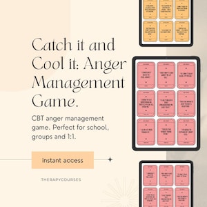 Catch it and Cool it Therapy Game: Anger Management Therapy Tool (1 to 1, Groups & Teens, Adolescent) Exercise, Counselling Resources