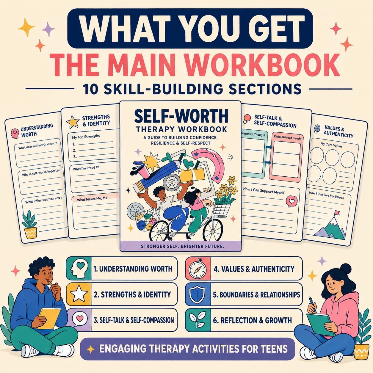 Self-worth Workbook, Self Esteem Worksheets Boundaries & Relationships ...