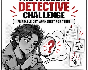 Thought Detective CBT Worksheet for Teens Adolescents, Spot Unhelpful Thinking, Cognitive Restructuring Game
