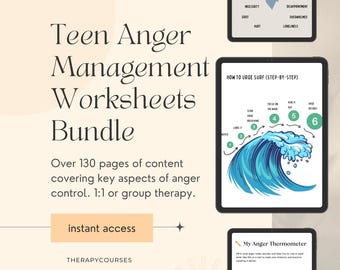 Anger Management Worksheets for Teens: Therapy Exercises & Activities, Adolescent Group, Counselling Resources, Tools Psychology