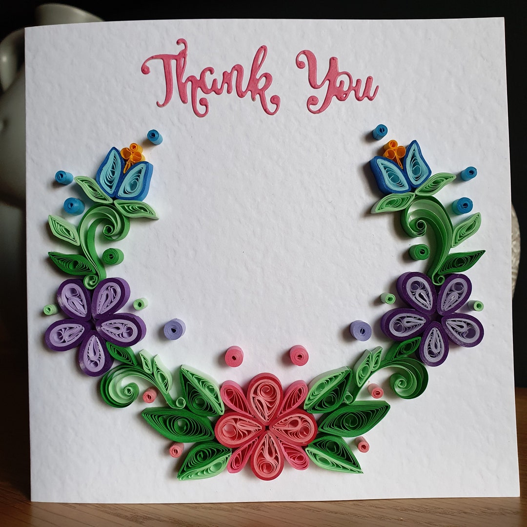 Handmade Quilled Paper Flower Thank You Card - Etsy