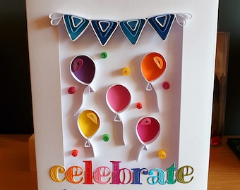 Handgemachte Quilled Happy Birthday Ballonkarte