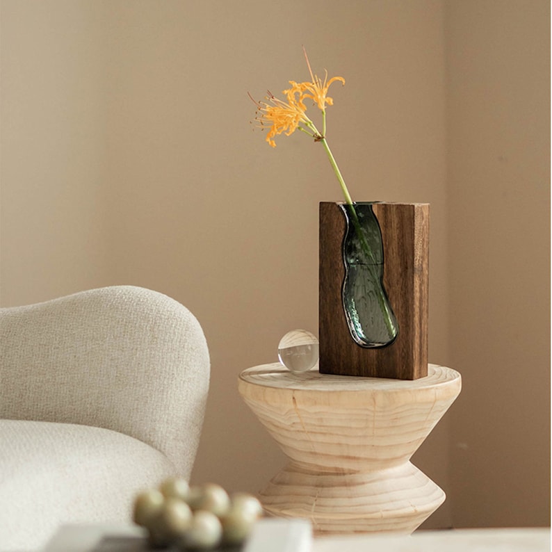 Minimalist Resin and Wood Vase Handmade Indoor Wood Epoxy Etsy