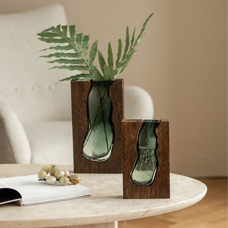 Minimalist Resin and Wood Vase Handmade Indoor Wood Epoxy Etsy