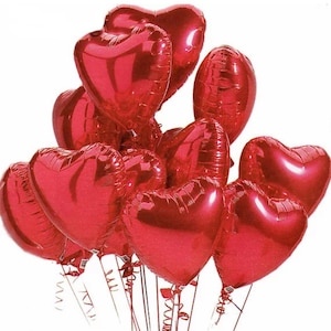 Palloncino alluminio rosso a cuore 45cm 10pezzi
