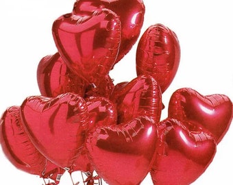 Red heart aluminum balloon 45cm 10pcs
