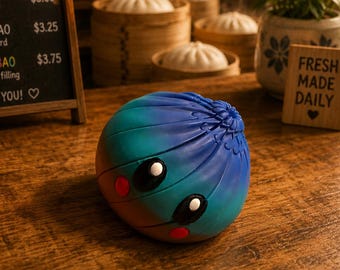 Twisted Bao Bun STL, virale knoedel fidget speelgoed, 15-segment gelede voedselkarakter, kawaii bureaugenoot, STL-bestand