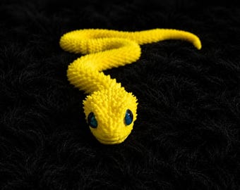 Gelede slang Fidget-speelgoed STL, Flexi Sensory Stress Relief-slang, aparte bewegende ogen, afdrukbaar STL-bestand