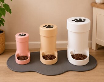 Voerbak met voerbak STL-bestand, eenvoudig af te drukken kattenvoerbak STL, verhoogde voerbak en slowfeeder 3D-afdrukbestanden, afdrukbare huisdieraccessoires