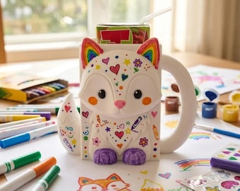Fox Juice Box Holder STL, kinderbekerhouder, schattige Woodland-drankendrager, kindvriendelijk bekeraccessoire, afdrukbaar STL-bestand