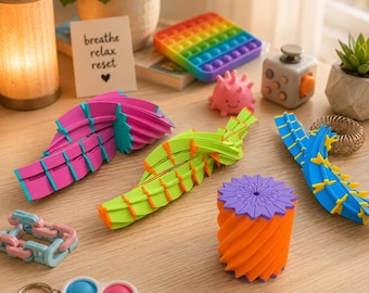 Twisty Fidget Cube STL, print-in-place kinetisch spiraalvormig bureauspeelgoed, 3MF download