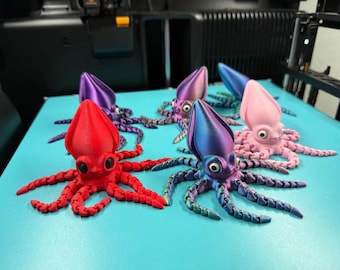 Leuke gelede octopus STL, Flexi Sensory Fidget Toy, Stress Relief Sea Creature, Kawaii Desk Companion, afdrukbaar STL-bestand