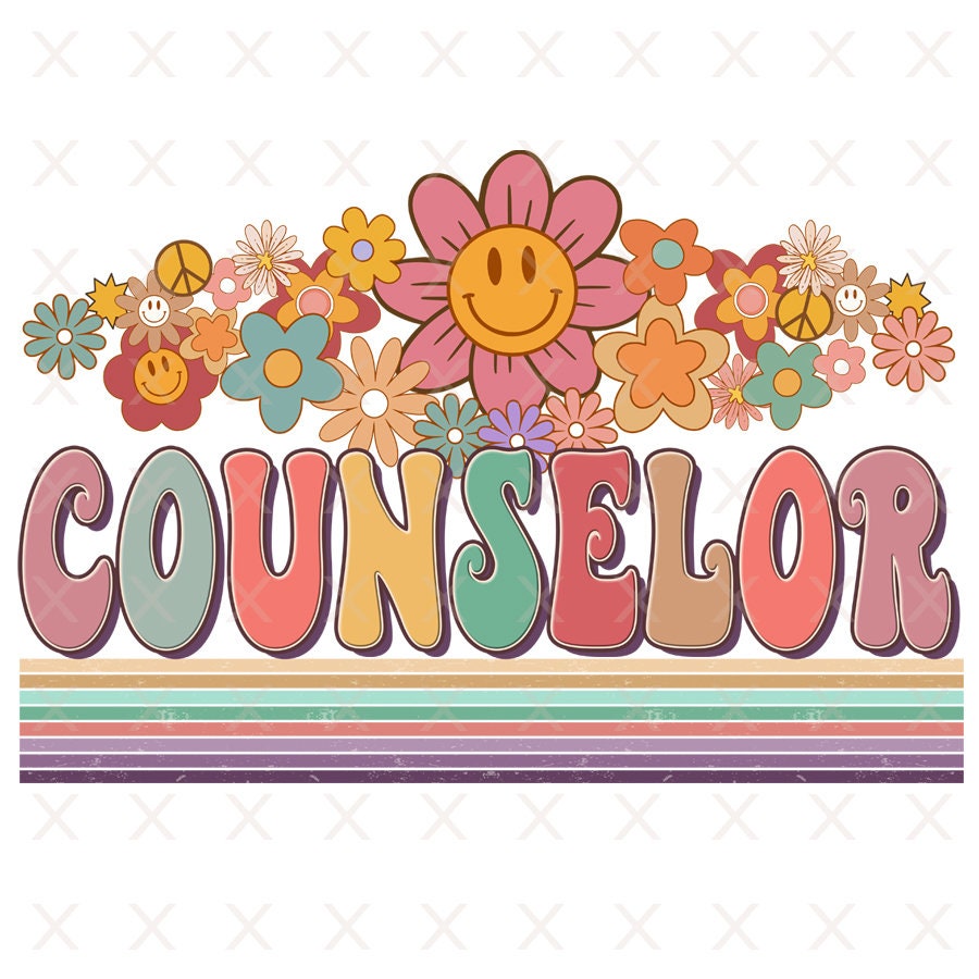 Groovy Counselor png, retro Counselor sublimatie ontwerpen downloads, hippie bloemen t-shirt clipart, vintage terug naar school, psycholoog