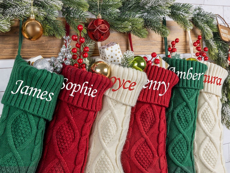 Christmas StockingsPersonalized StockingsEmbroidered Knitted image 1