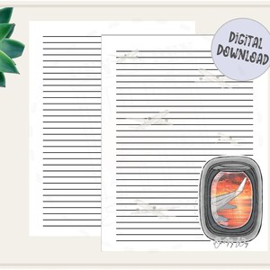 En mi camino / Vuelo en avión / Viajes / Papel de escritura de cartas de papelería imprimible / Descarga digital instantánea / Carta de EE. UU. 8.5x11 y A4 PDF forrado /