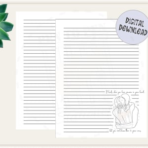 En tu corazón, no en tus brazos / Papel de escritura de cartas de papelería imprimible / Descarga digital instantánea / Carta de EE. UU. 8.5x11 y A4 PDF forrado /