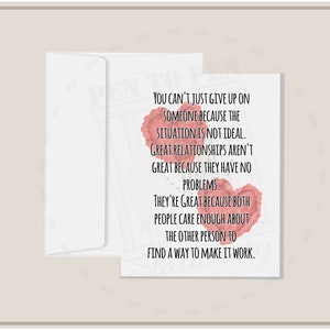 Haz que funcione Relación / Tarjetas para personas encarceladas / Esposa en prisión Novia familiar / Larga distancia / Inspiración de apoyo amoroso