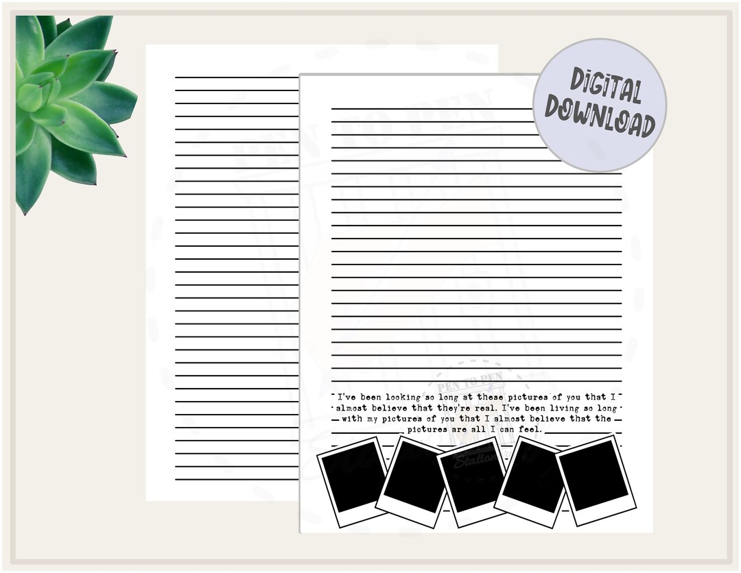 Custom Song Lyrics Stationery | Printable Letter Writing Paper (digital ...