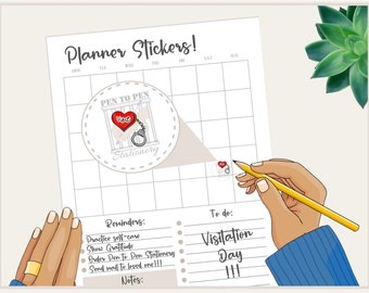 Cuffed Jail Visitation | Prison Wife Phone Call Planner Sticker | Family Friend Girlfriend | Long Distance Love Support, Inspiration Cute