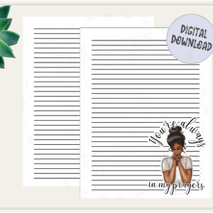 Siempre estás en mis oraciones - Papel de escritura de cartas de papelería oscura / imprimible / Descarga digital instantánea / Carta de EE. UU. 8.5x11 y A4 PDF forrado