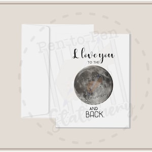 Te amo hasta la luna y de regreso / Tarjetas para personas encarceladas / Esposa en prisión Amiga de la familia Novia / Larga distancia / Apoyo amoroso