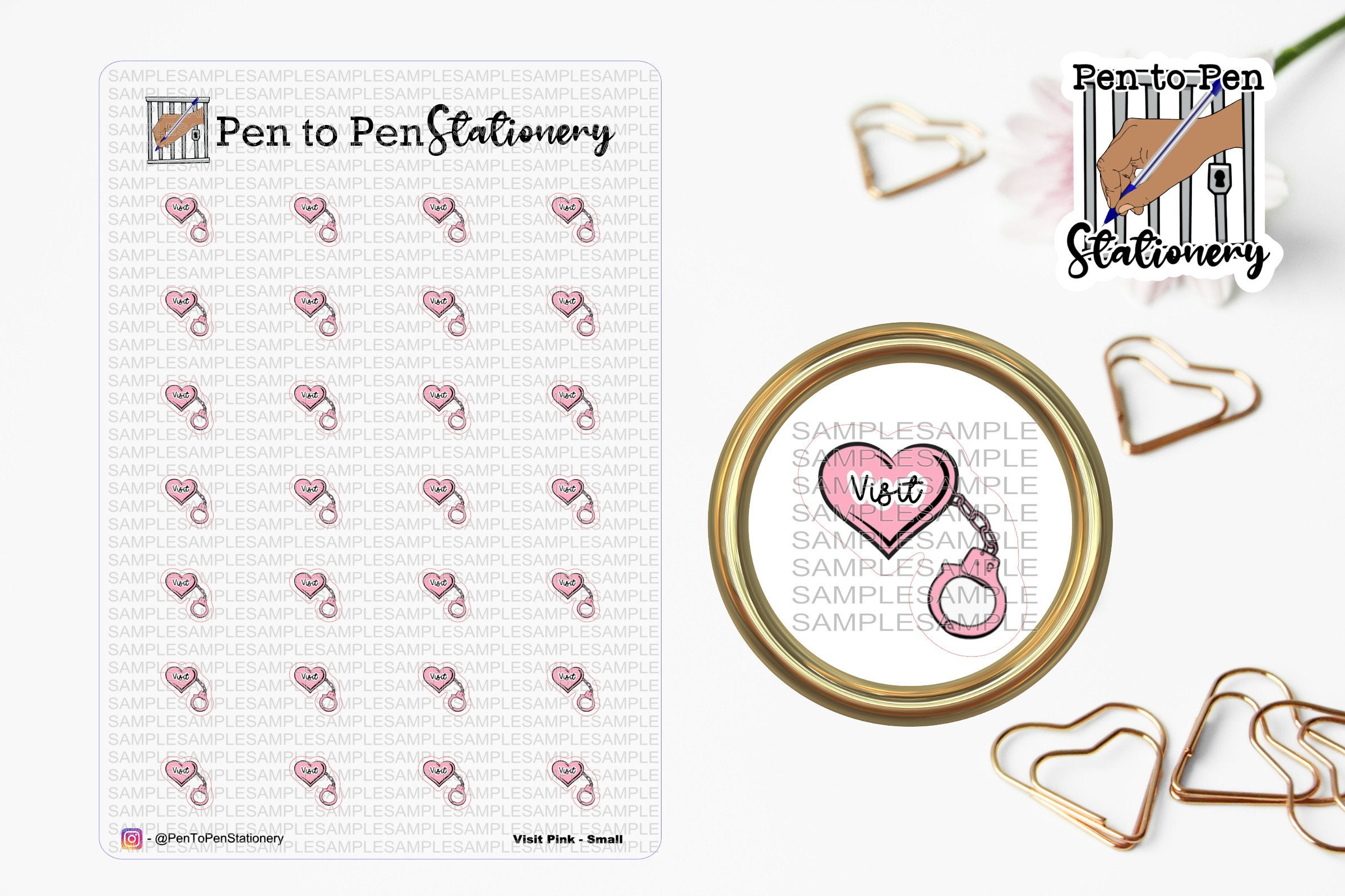 Pink Cuffed Jail Visitation | Prison Wife Phone Call Planner Sticker | Family Friend Girlfriend |  Distance Love Support, Inspiration Cute