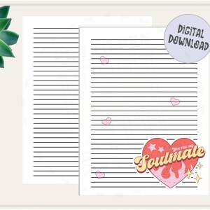 Usted es mi alma gemela / Parejas / Papel de escritura de cartas de papelería imprimible / Descarga digital instantánea / Carta de EE. UU. 8.5x11 y A4 PDF forrado /