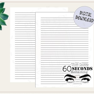60 segundos restantes Llamada telefónica de prisión Papelería imprimible Carta Papel de escritura Descarga digital instantánea / Carta de EE. UU. 8.5x11 & A4 PDF forrado
