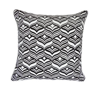 May include: Black and white geometric patterned throw pillow with a white border.