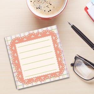 Lace sticky note, Spring themed set, Cute to do list pad, Lace border, Checkered pattern page, Notepads pack, Daily notes