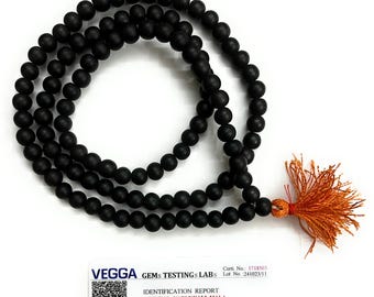 Certified Karungali Malai Original 8mm (108 Beads) 100% Natural Unpolished Karungali Malai Black Ebony Mala Original Karungali Malai