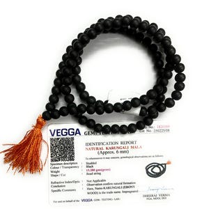 Certified Karungali Malai Original 6mm (108 Beads) 100% Natural Unpolished Karungali Malai Black Ebony Wood Mala Original Karungali Malai